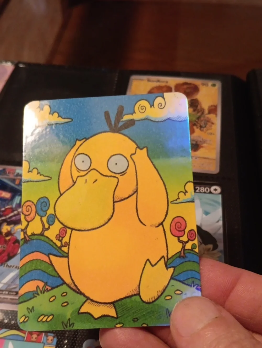 Pokemon Psyduck Bright Yellow and Blue Holographic Trading Card